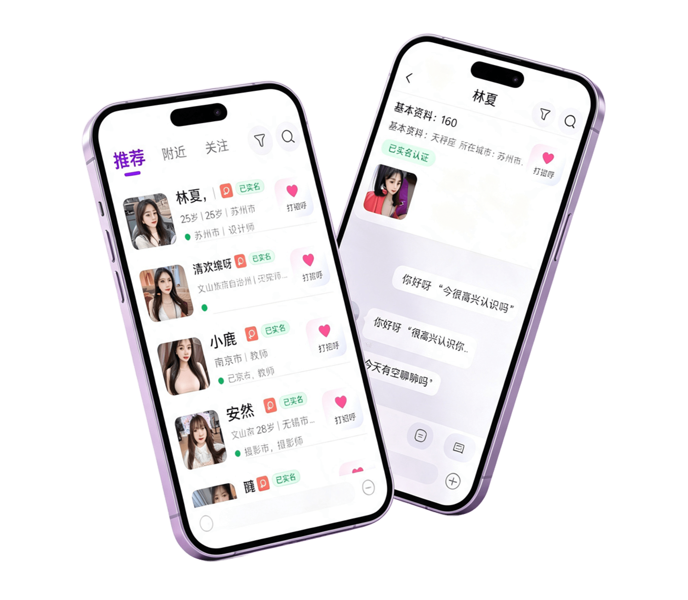 欢聊首页与聊天界面展示